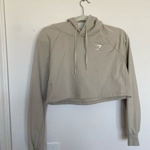 Gymshark- Training Cropped Hoodie, Light Gray (small)